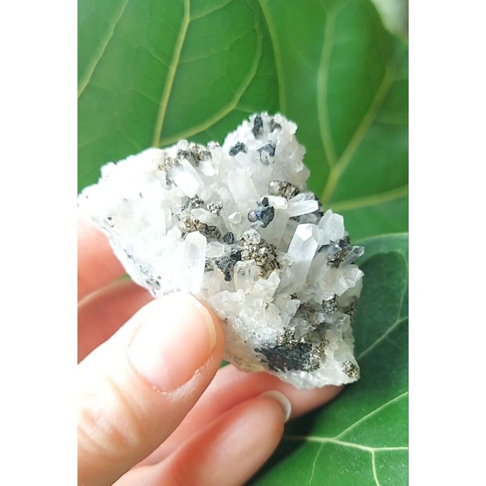 Quartz Crystal Cluster with Pyrite and Hematite Stone Natural Stone Mineral